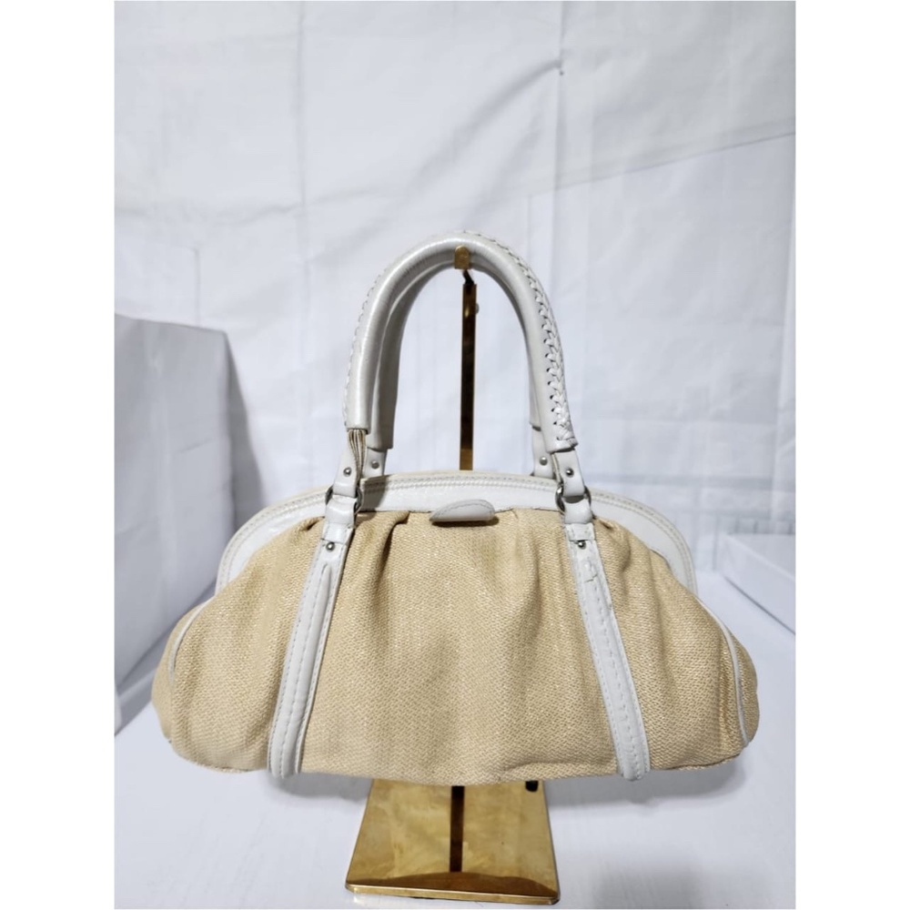 Authentic CHRISTIAN DIOR Raffia Frame Shoulder Bag Beige/Off-White - Picture 2 of 16